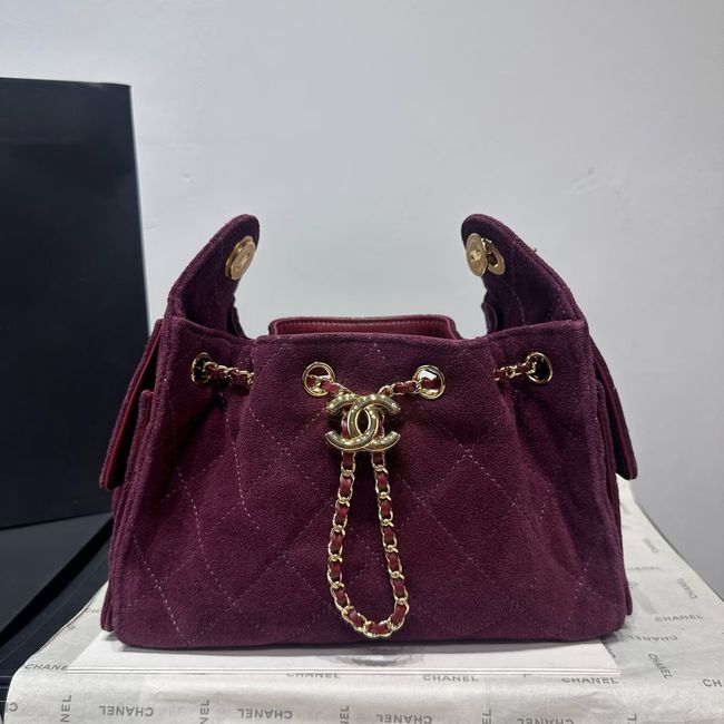 CHANEL 25 Mini Handbag Suede AS5631 Burgundy CHANEL 25 Mini Handbag Suede AS5631 Burgundy