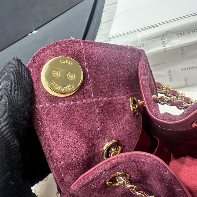 CHANEL 25 Mini Handbag Suede AS5631 Burgundy CHANEL 25 Mini Handbag Suede AS5631 Burgundy