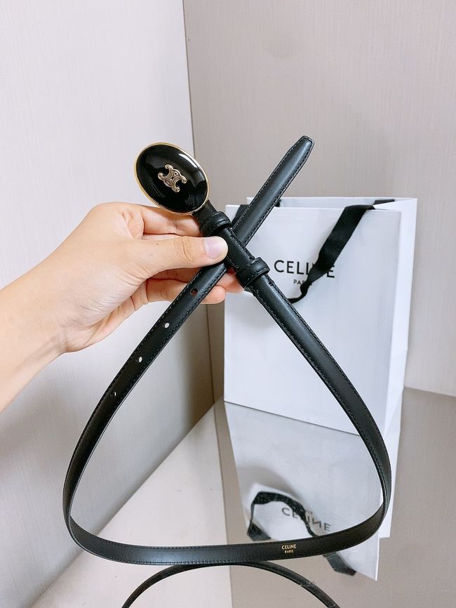 Celine ELLIPSE Belt 13 IN TAURILLON LEATHER WITH ENAMELLED BUCKLE P5706 black
