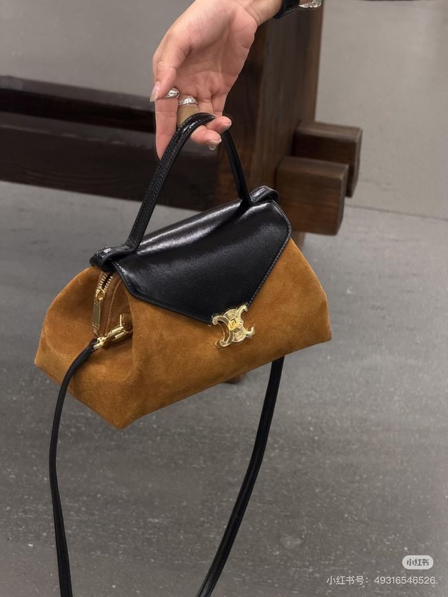 CELINE FLAIR IN GRAINED CALFSKIN L10BF5 Suede CREAMY & black CELINE FLAIR IN GRAINED CALFSKIN L10BF5 Suede CREAMY & black