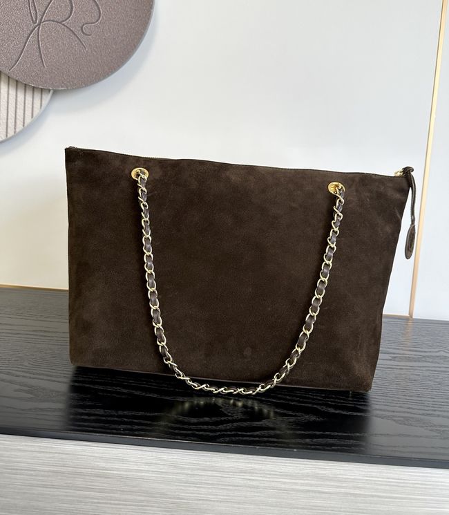 Chanel Shopping Bag Suede AS6483 Dark brown Chanel Shopping Bag Suede AS6483 Dark brown