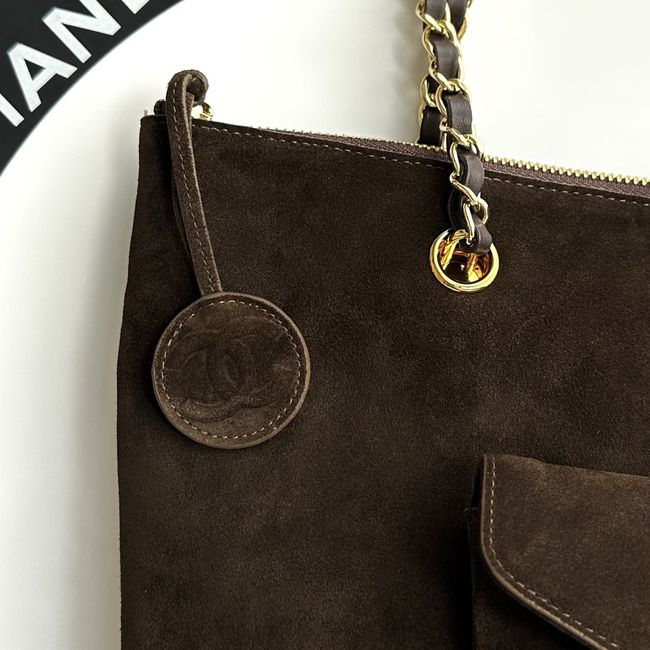 Chanel Shopping Bag Suede AS6483 Dark brown Chanel Shopping Bag Suede AS6483 Dark brown