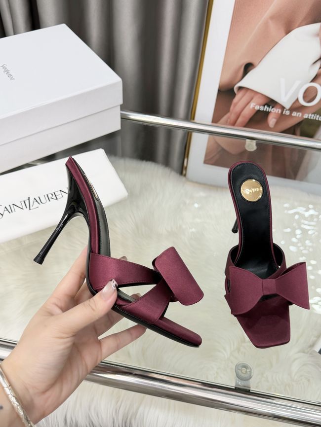 Saint Laurent BABYLONE mules in satin 10CM F6629-6