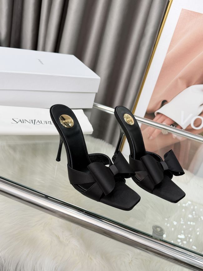 Saint Laurent BABYLONE mules in satin 10CM F6629-1