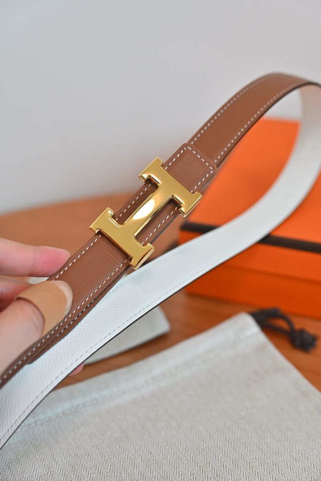 Hermes Constance buckle & double-sided leather belt 24mm H07457-6