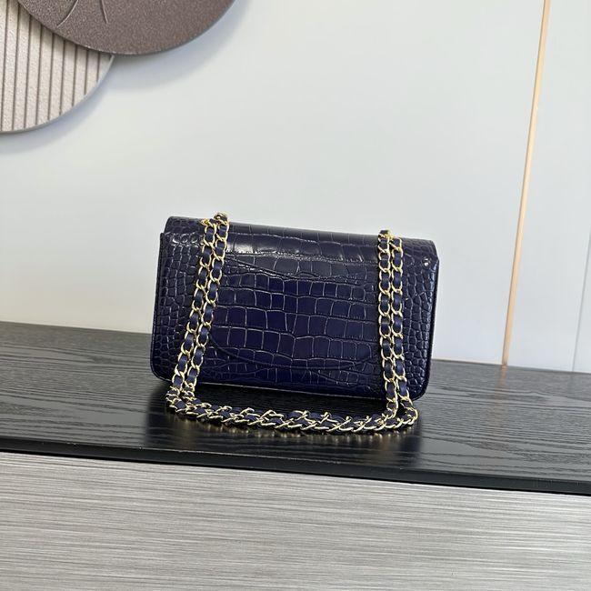 Chanel Small Flap Bag Crocodile Embossed 1112 dark blue&gold Chanel Small Flap Bag Crocodile Embossed 1112 dark blue&gold