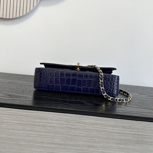 Chanel Small Flap Bag Crocodile Embossed 1112 dark blue&gold Chanel Small Flap Bag Crocodile Embossed 1112 dark blue&gold