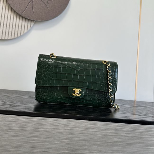 Chanel Small Flap Bag Crocodile Embossed 1112 green&gold