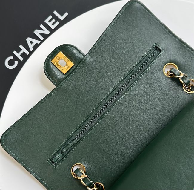 Chanel Small Flap Bag Crocodile Embossed 1112 green&gold Chanel Small Flap Bag Crocodile Embossed 1112 green&gold