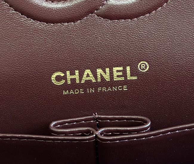Chanel Small Flap Bag Crocodile Embossed Calfskin 1112 Dark Burgundy