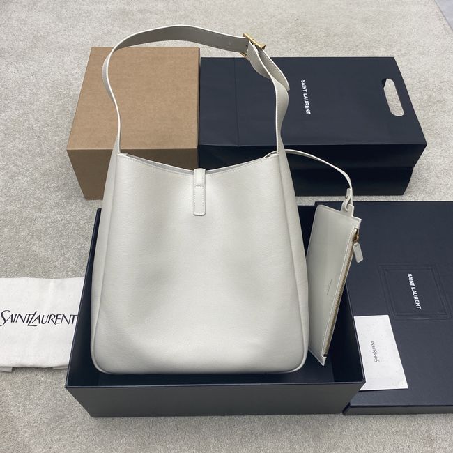 Saint Laurent LE 5 A 7 supple LARGE in grained leather 850545 white