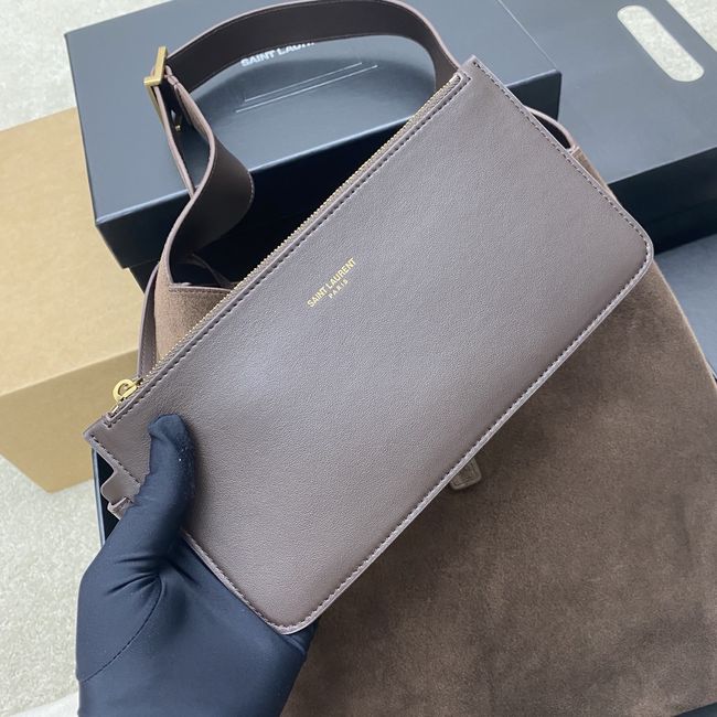 Saint Laurent LE 5 A 7 supple LARGE in suede 850545 ARABICA