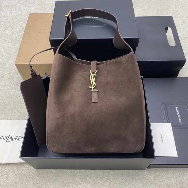 Saint Laurent LE 5 A 7 supple LARGE in suede 850545 ARABICA