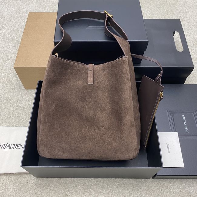 Saint Laurent LE 5 A 7 supple LARGE in suede 850545 ARABICA