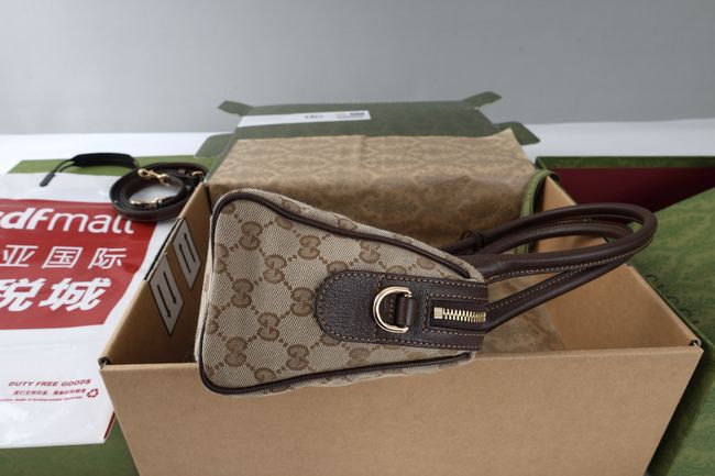 Gucci Borsetto medium boston bag canvas 866732 brown