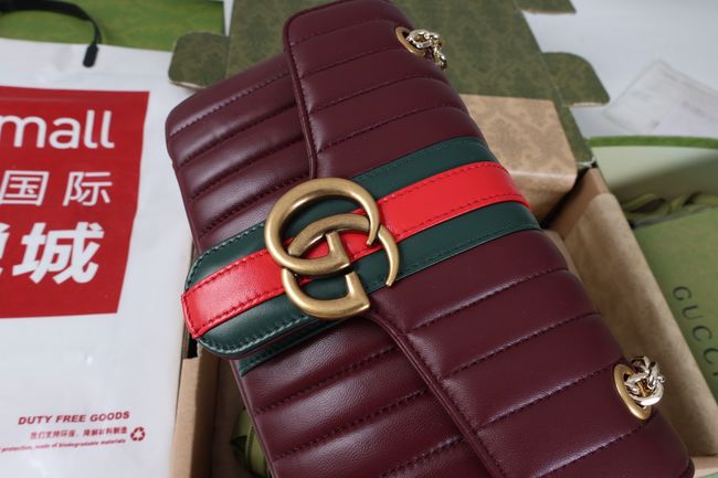 Gucci Jetset GG Marmont medium shoulder bag A005XW burgundy Gucci Jetset GG Marmont medium shoulder bag A005XW burgundy