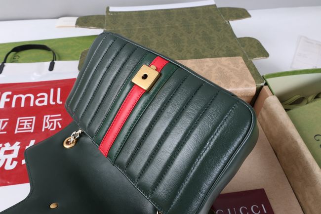 Gucci Jetset GG Marmont medium shoulder bag A005XW dark green