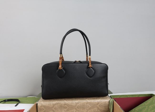 Gucci Large boston bag with bamboo A006OD Black