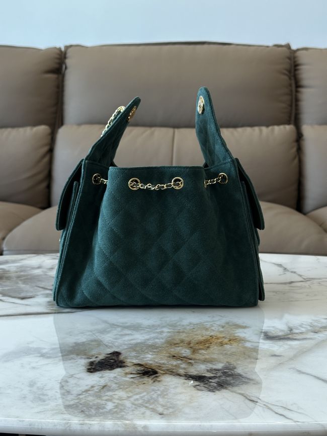 CHANEL 25 Small Handbag Suede AS5293 dark blue