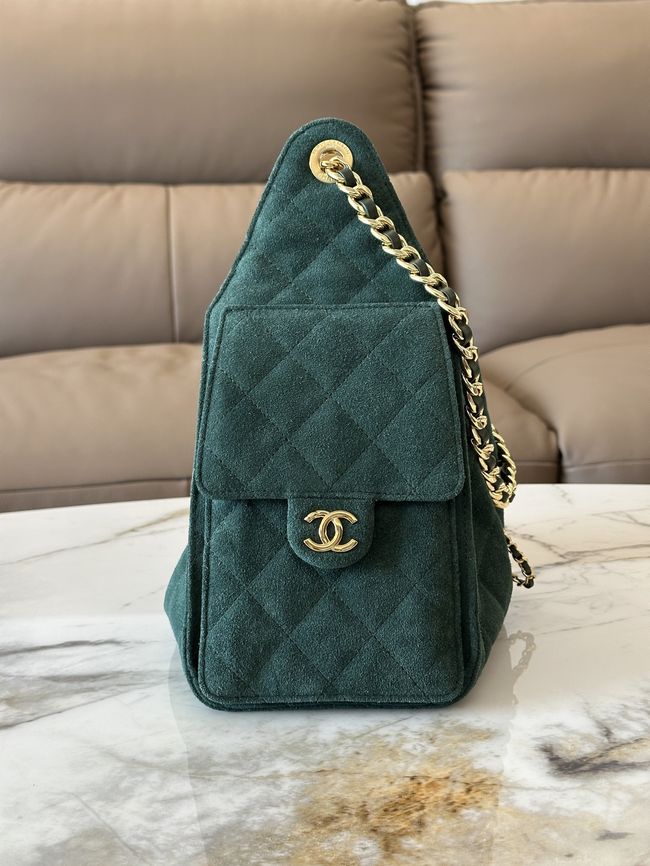 CHANEL 25 Small Handbag Suede AS5293 dark blue