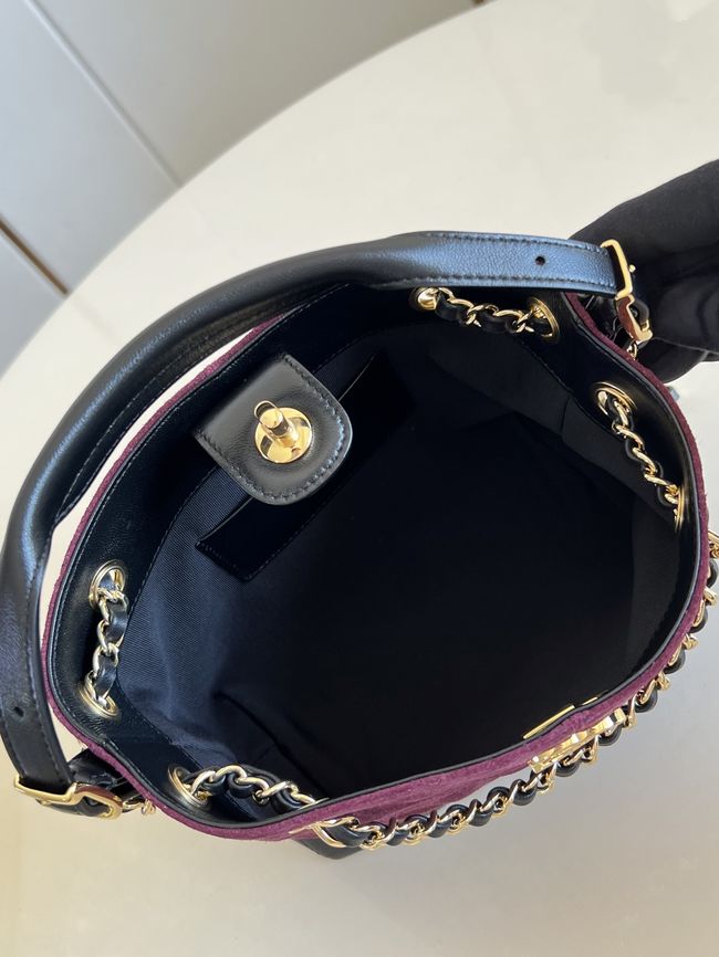Chanel Mini Shopping Bag AS5633 Burgundy & Black Chanel Mini Shopping Bag AS5633 Burgundy & Black