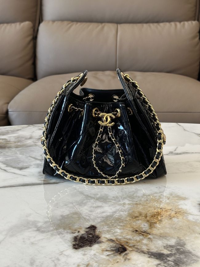 CHANEL 25 Mini Handbag patent leather AS5631 black CHANEL 25 Mini Handbag patent leather AS5631 black